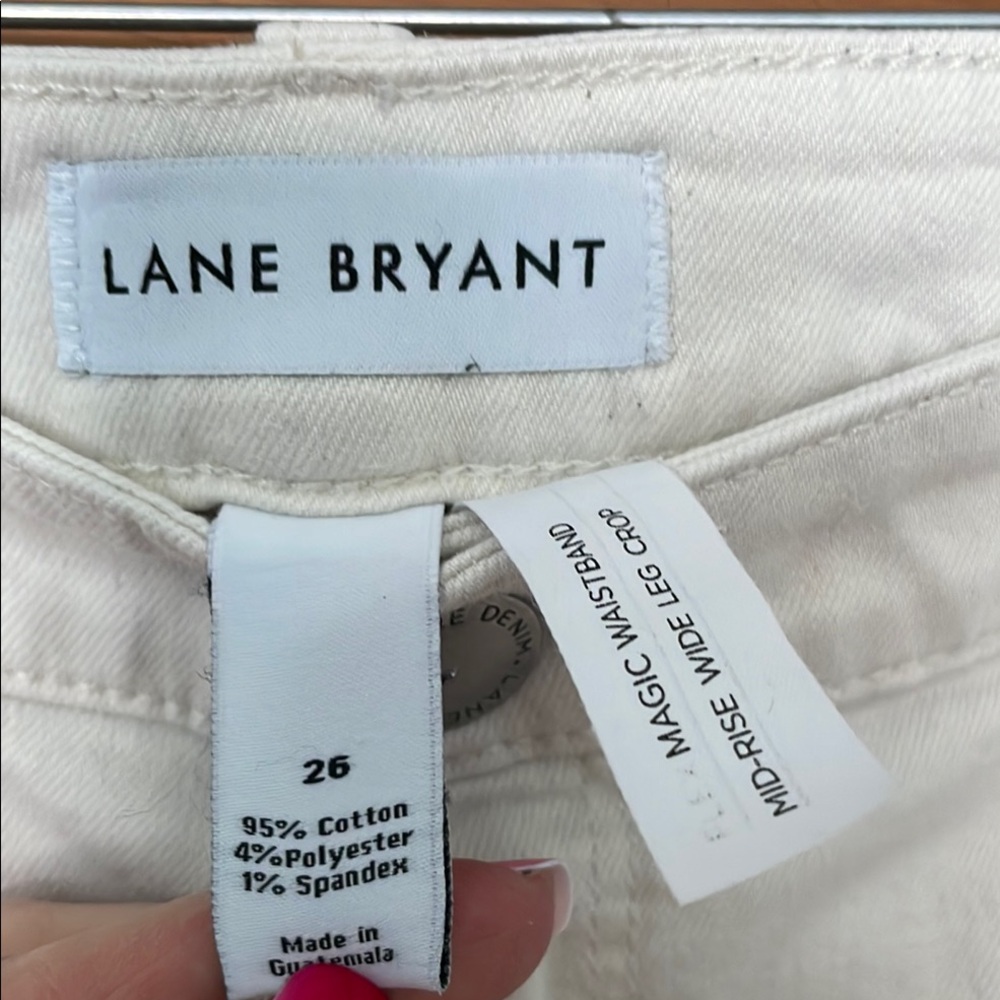 Lane Bryant Cream Wide-Leg Capris Jeans - Picture 2 of 6